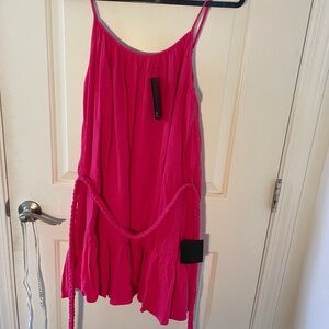 Bright pink braided belt mini dress by Lulu's, NWT